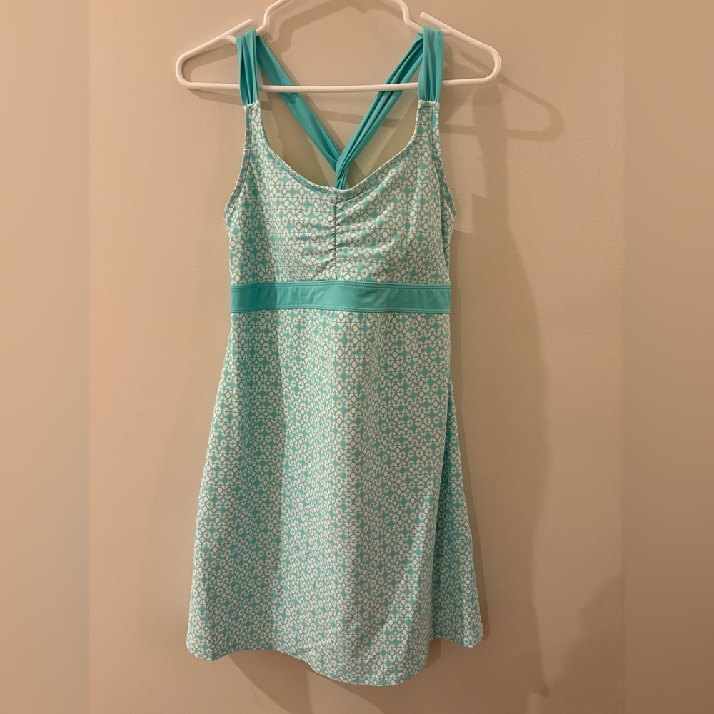 Title nine turquoise geometric print athletic dress L